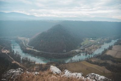 High angle view of landscape against sky