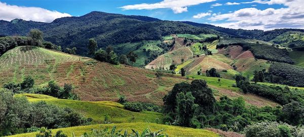 Scenic view of mountains against sky