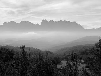 High angle view of mountains against sky