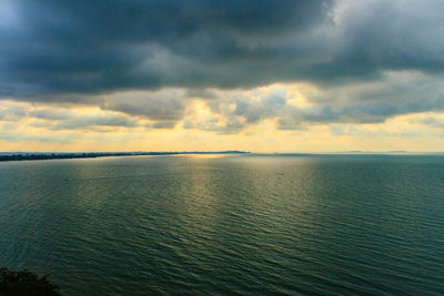 Scenic view of sea against sky at sunset