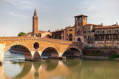 Arch bridge over river