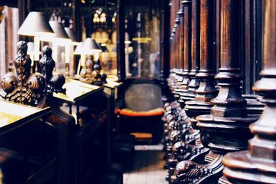 Close-up of illuminated electric lamp in store