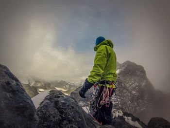 Man standing on rock formation