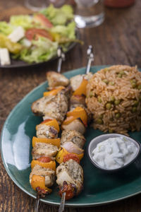 Close-up of food in plate on table