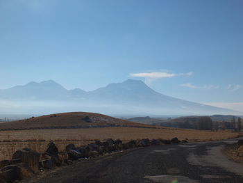 Scenic view of mountains against sky