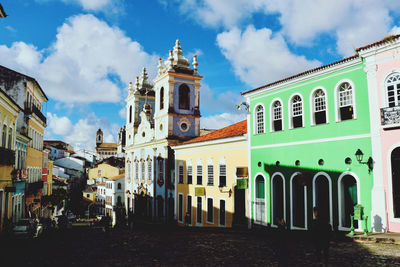 Panoramic view of buildings against sky in city