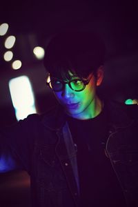 Close-up of illuminated man