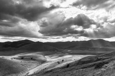 Scenic view of dramatic landscape against sky