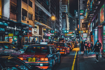 Traffic on city street at night