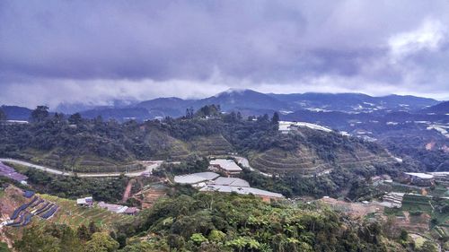 High angle view of townscape against sky