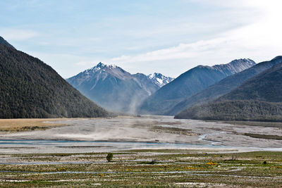 Scenic view of mountains against sky