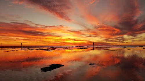 Scenic view of sea at sunset