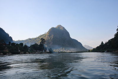 Scenic view of sea against clear sky