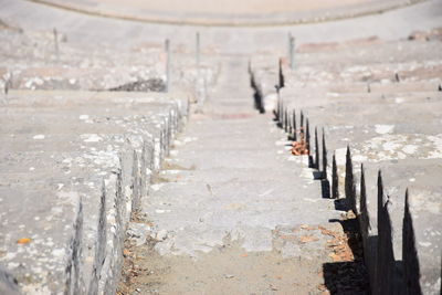 Close-up of concrete structure in row