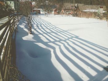 Shadow of snow on floor during winter