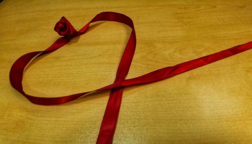 High angle view of heart shape on table