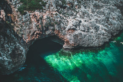 Rock formation in sea