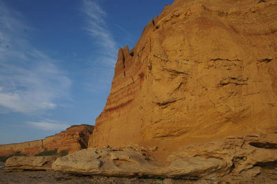 Low angle view of rock formations
