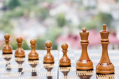 Close-up of chess pieces