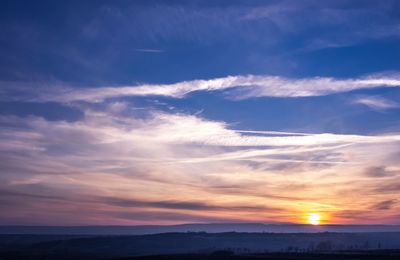 Scenic view of dramatic sky during sunset