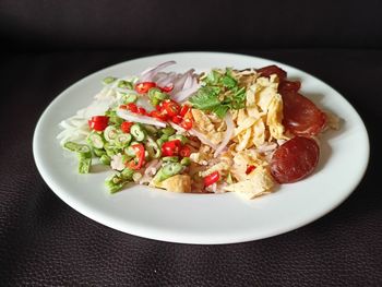 High angle view of salad served in plate