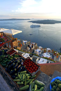 High angle view of market stall on beach