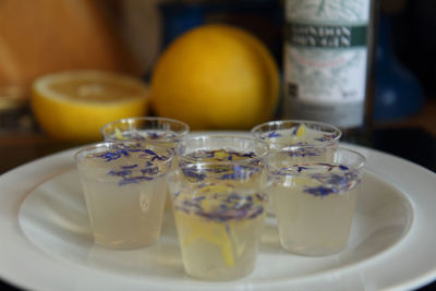 Close-up of drinks on table