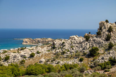 Scenic view of sea against clear sky