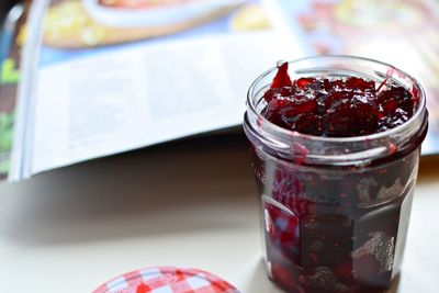 Close-up of red juice