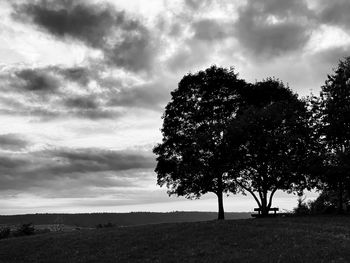 Silhouette tree on field against sky