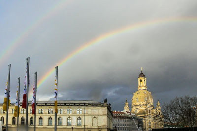 Low angle view of rainbow against sky