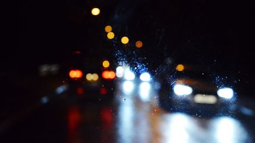 Blurred motion of road at night