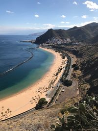 High angle view of beach against sky