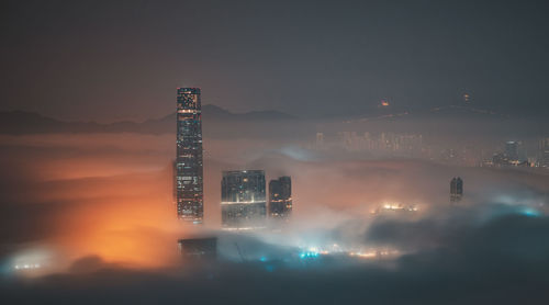 Illuminated city at night