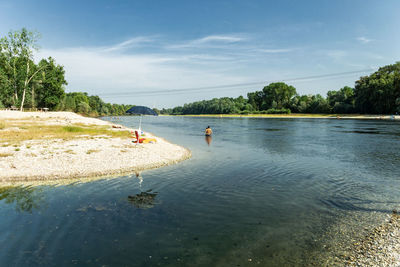 Scenic view of lake against sky