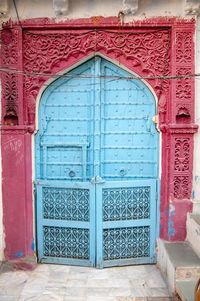 Closed door of building