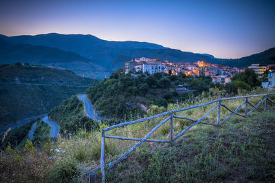 High angle view of landscape against clear sky