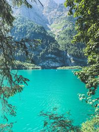 Scenic view of sea against mountains