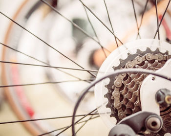 Close-up of bicycle on rope