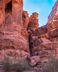 Low angle view of rock formation