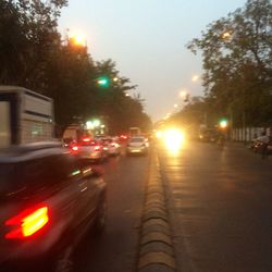 Cars on road during rainy season