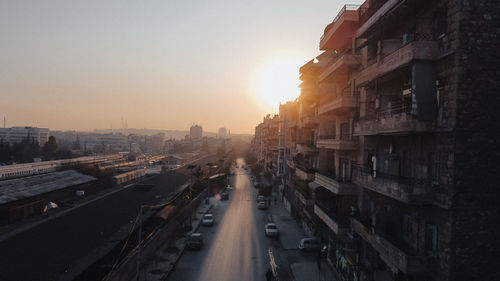 High angle view of city street