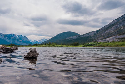 Scenic view of lake against sky