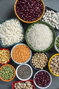 High angle view of various spices for sale
