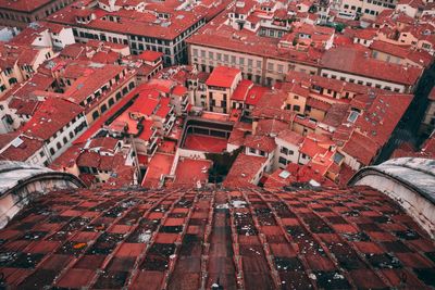 High angle view of buildings in city