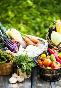 Fruits and vegetables on table