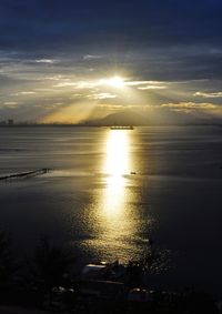 View of sea against cloudy sky during sunset