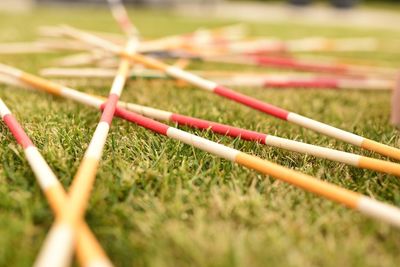 Full frame shot of fence on field