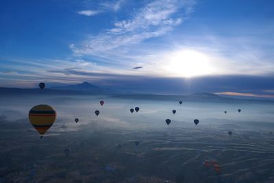 Hot air balloons flying at cappadocia