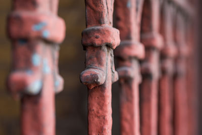 Close-up of rusty metal fence